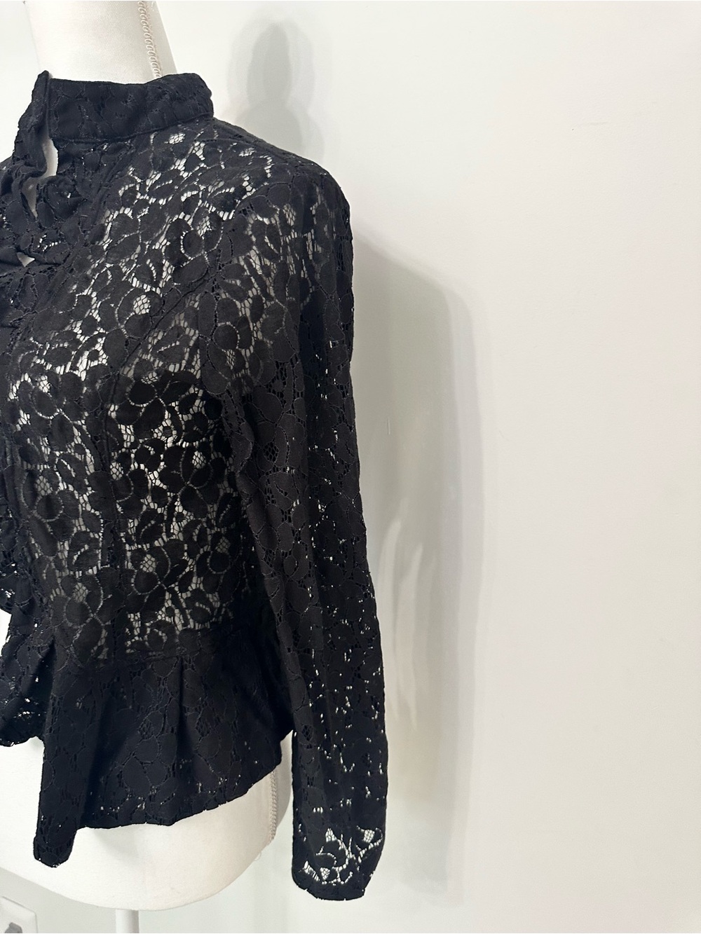 Black Lace Ruffle Open-Front Jacket - Picture 2 of 5